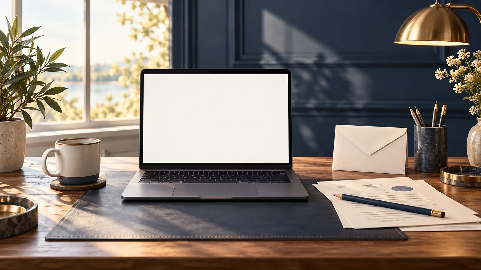Formal letter, public records folder, and source notes on a desk